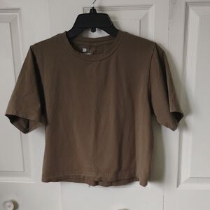 all in motion Army Green Cropped Crewneck Tee